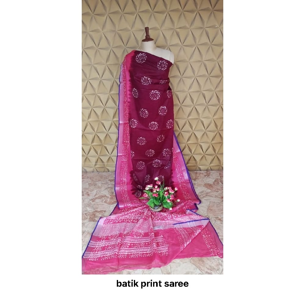 Khadi linen batik print saree SILK ZONE