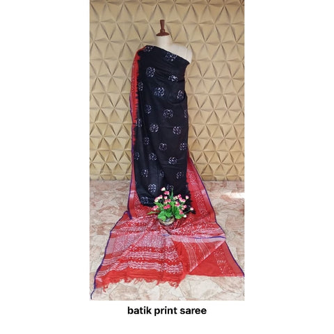 Khadi linen batik print saree SILK ZONE