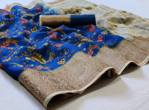 Linen jacquard saree M J HANDLOOMS