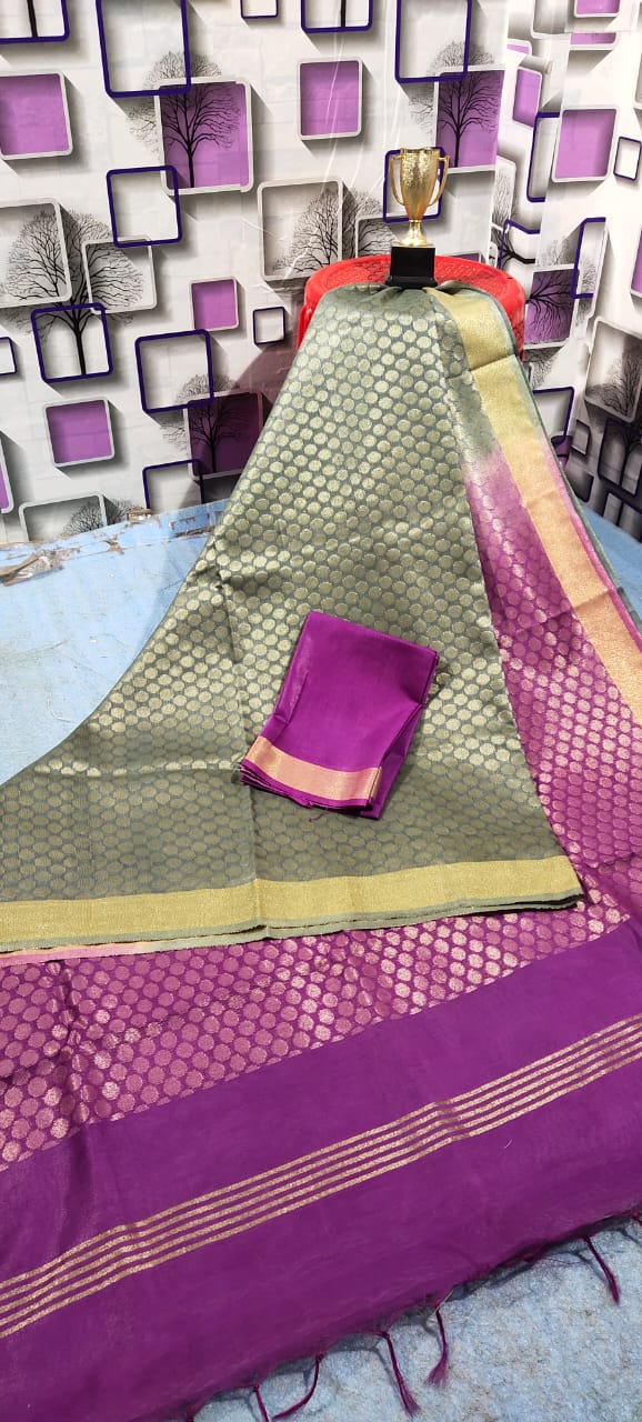 Soft silk zari buta saree TAJ