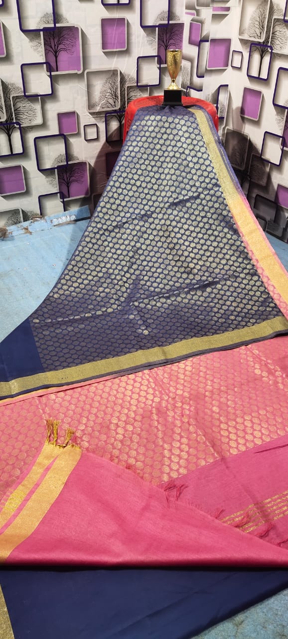 Soft silk zari buta saree Taj