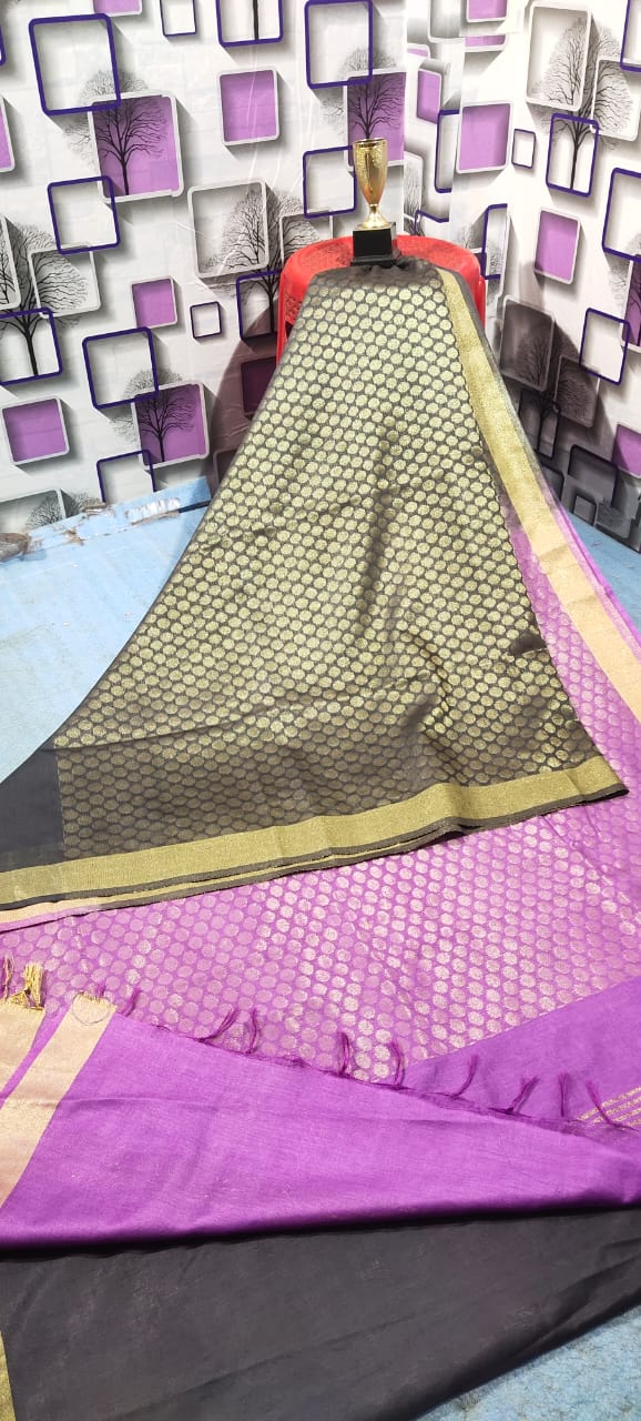 Soft silk zari buta saree Taj