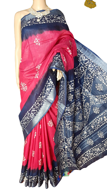 Khadi linen batik print saree MJ