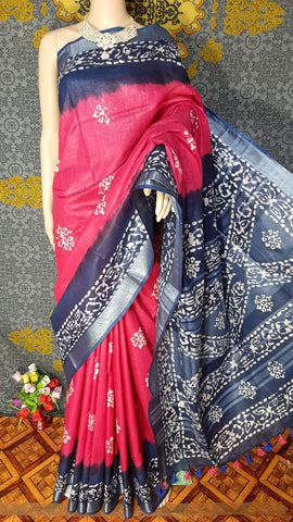 Khadi linen batik print saree MJ