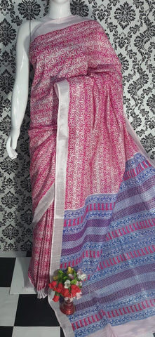 Khadi linen bartik print saree MJ Handlooms