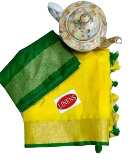 Khadi Linen slub Saree SILK ZONE