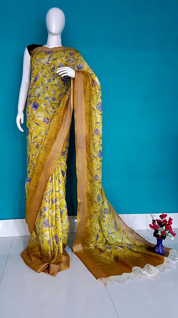 Linen digital print Saree Yasir