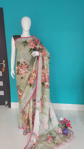 Linen digital print saree Yasir