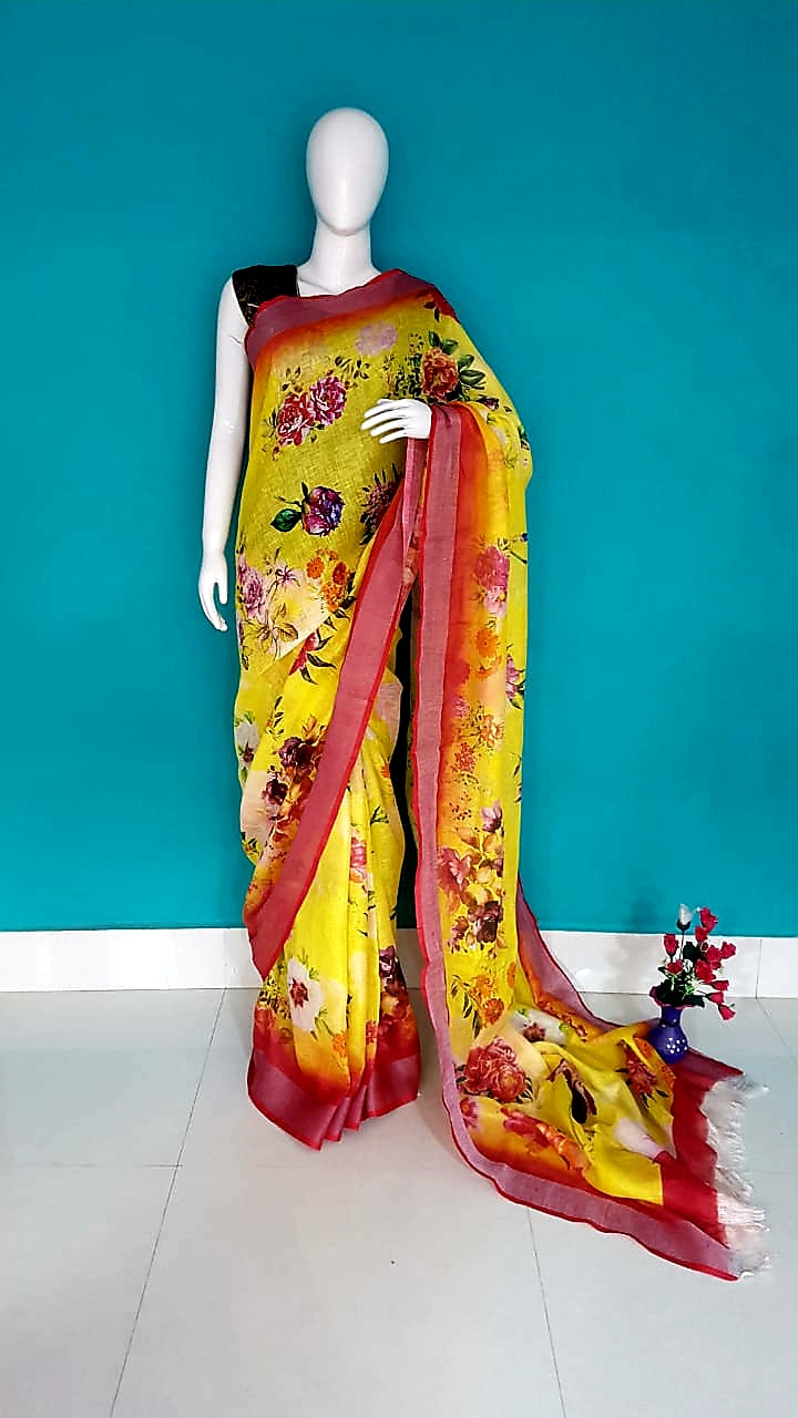 Linen digital print saree Yasir