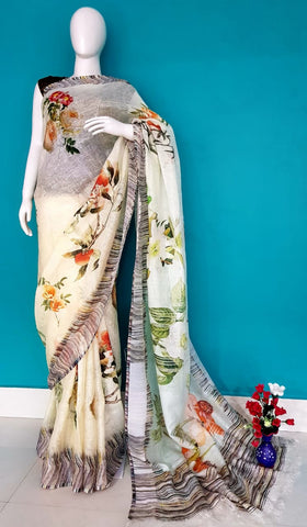 Linen digital print saree Yasir