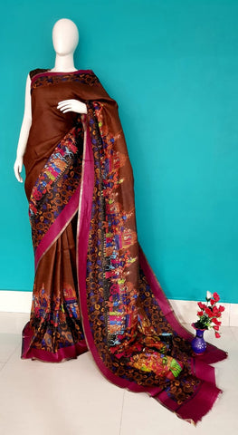 Linen digital print Saree Yasir