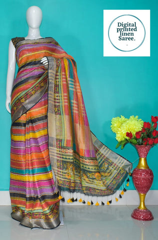 Linen digital print saree Yasir