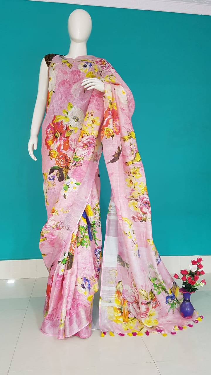 Linen digital print saree Yasir