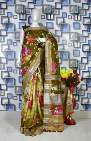 Linen digital print saree Yasir