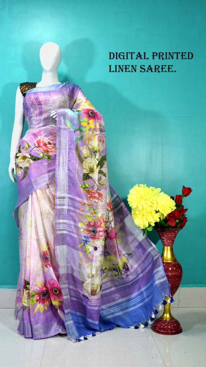 Linen digital print saree Yasir