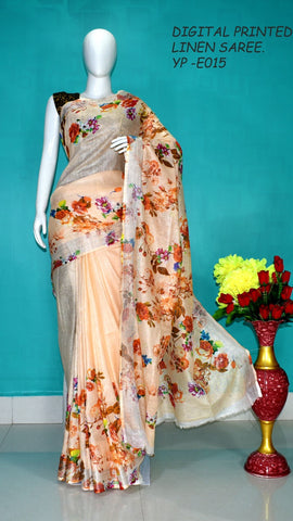 Linen digital print saree Yasir