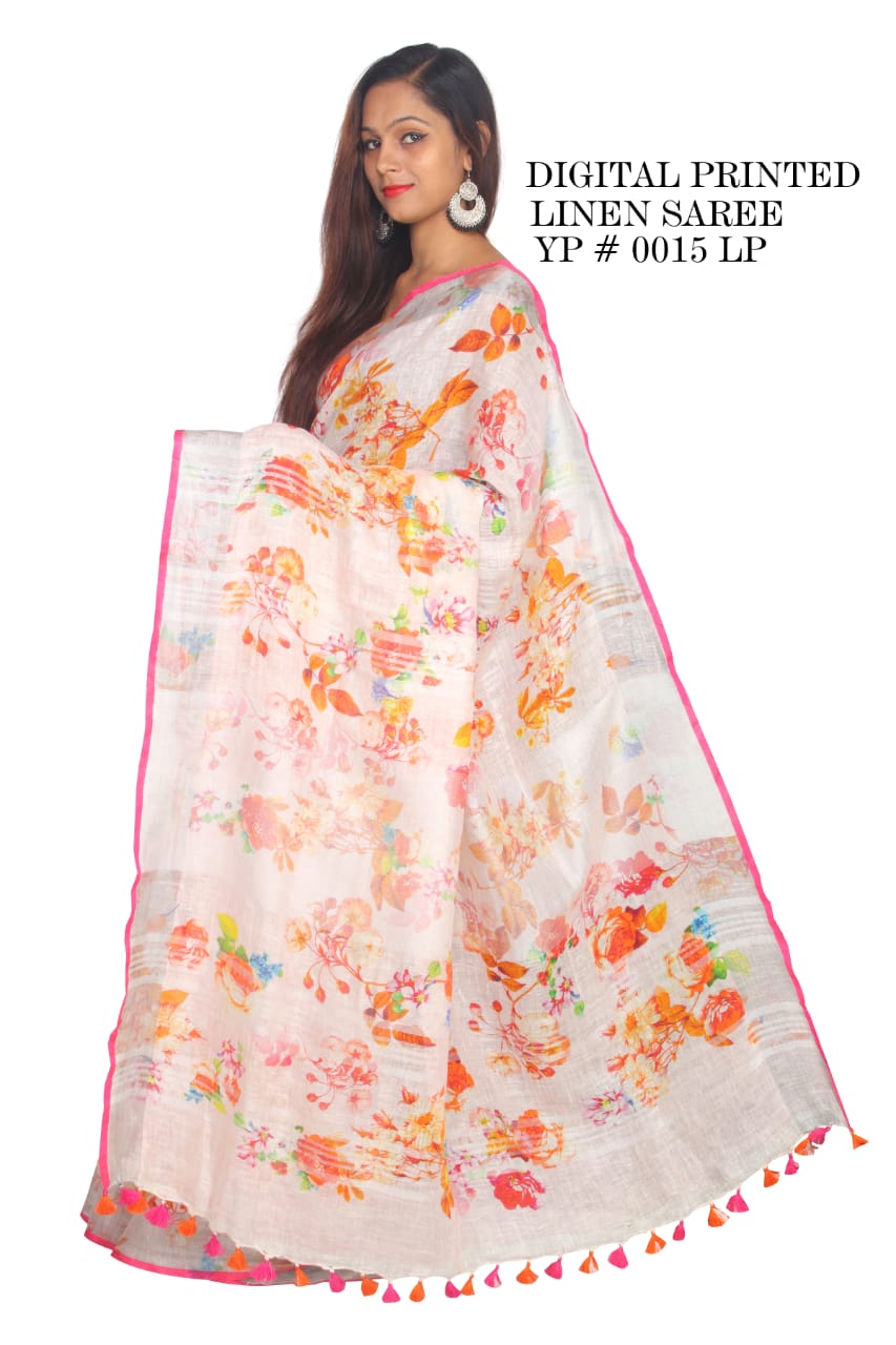 Linen digital print saree Yasir