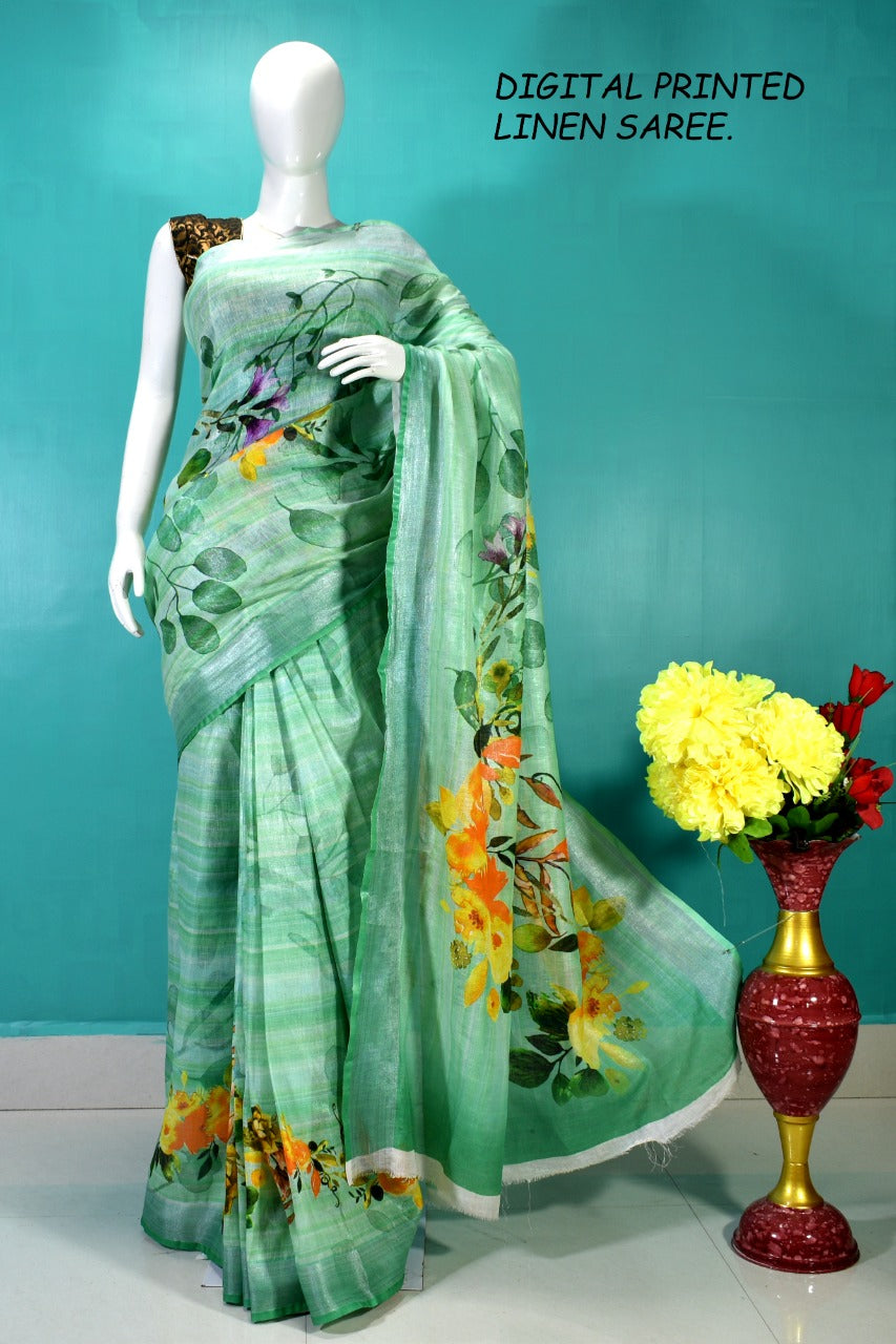 Linen digital print saree Yasir