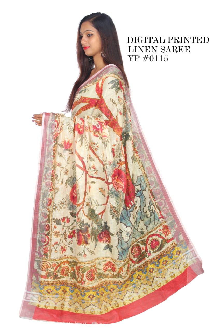 Linen digital print saree Yasir