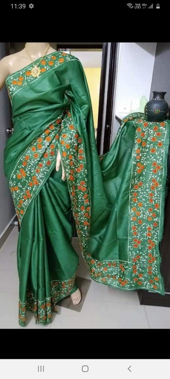 Pure Tussar Silk print saree