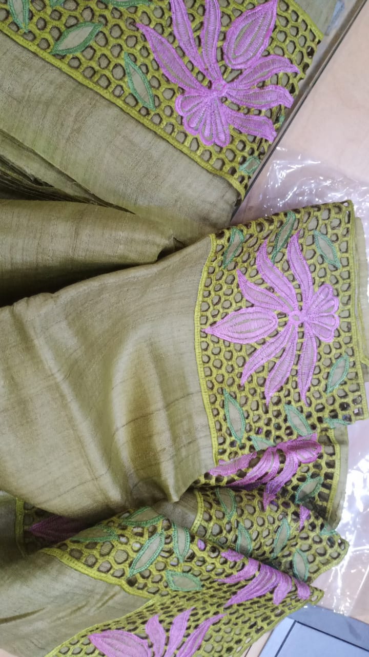 Pure Tussar Silk print saree