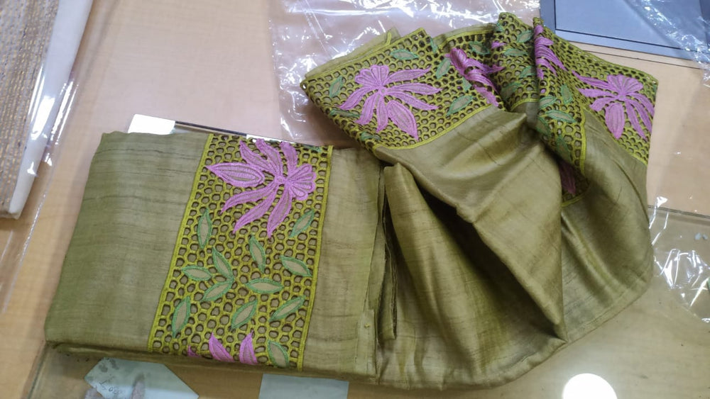 Pure Tussar Silk print saree