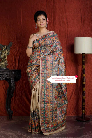 Pure tussar ghicha silk saree Manish