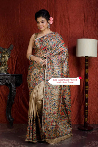 Pure tussar ghicha silk saree Manish