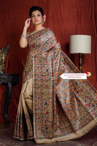 Pure tussar ghicha silk saree Manish