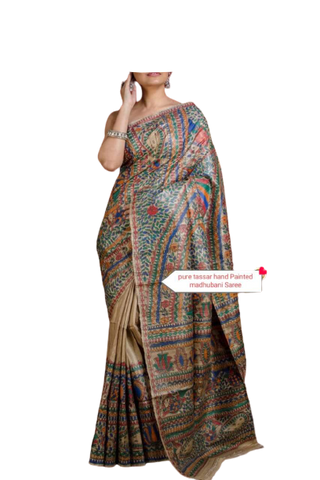 Pure tussar ghicha silk saree Manish