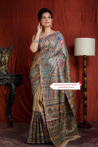 Pure tussar ghicha silk saree Manish