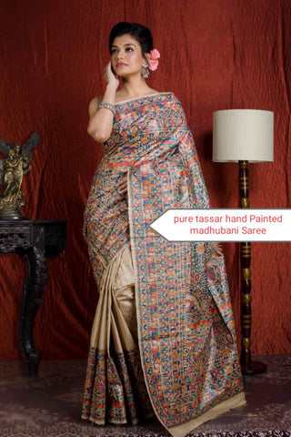 Pure tussar ghicha silk saree Manish