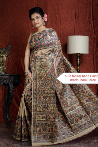 Pure tussar ghicha silk saree Manish