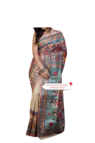 TUSSAR SILK PRINT SAREE