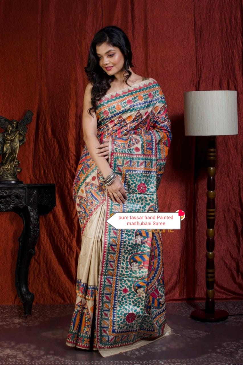 TUSSAR SILK PRINT SAREE