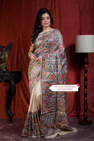 Pure tussar ghicha silk saree Manish