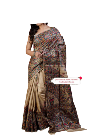 Pure tussar ghicha silk saree Manish