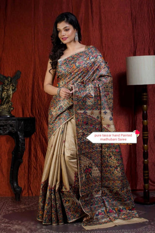 Pure tussar ghicha silk saree Manish