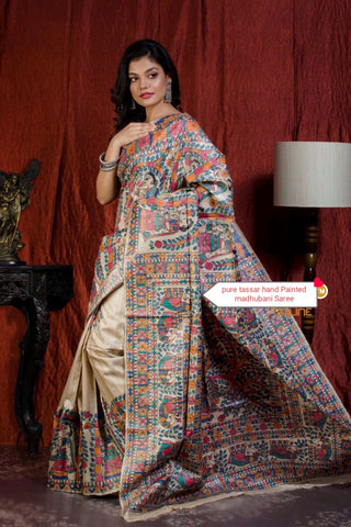 Pure tussar ghicha silk saree Manish