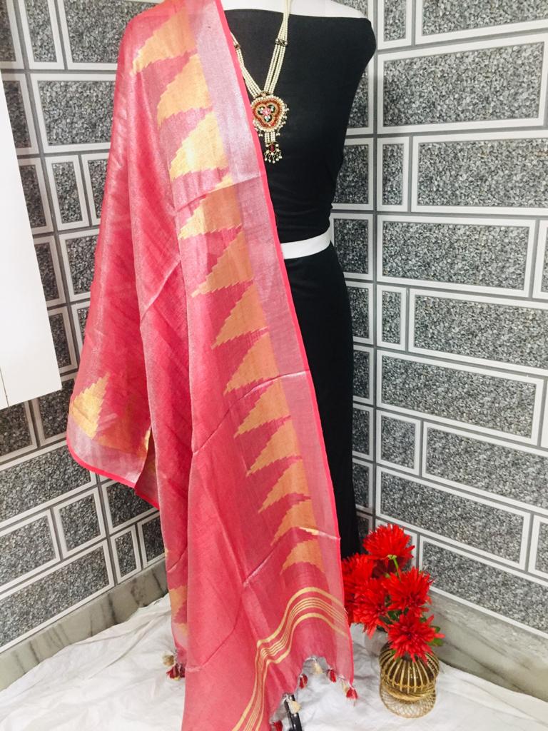 Tissue linen temple border dupatta Express