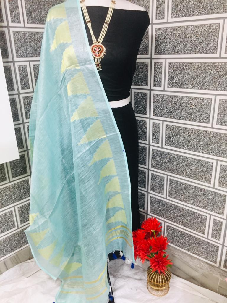 Tissue linen temple border dupatta Express