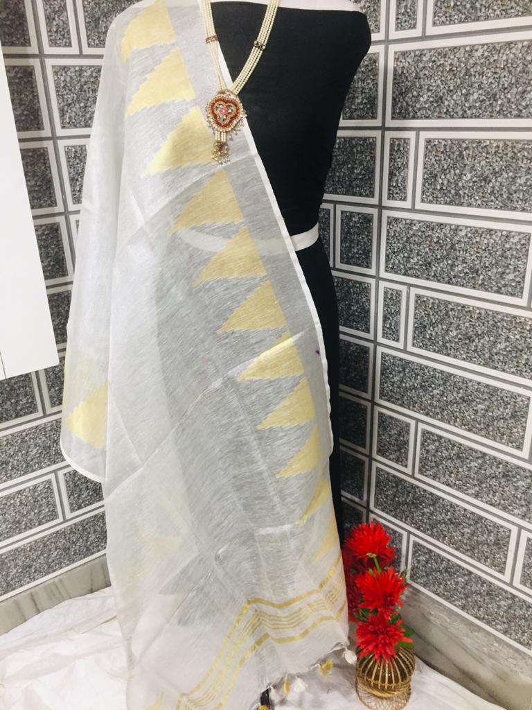 Tissue linen temple border dupatta Express