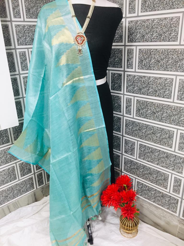 Tissue linen temple border dupatta Express