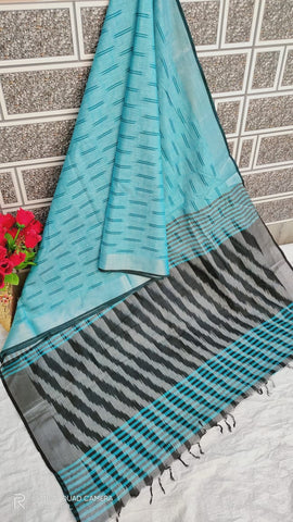 Ikkat khadi linen saree SILK ZONE