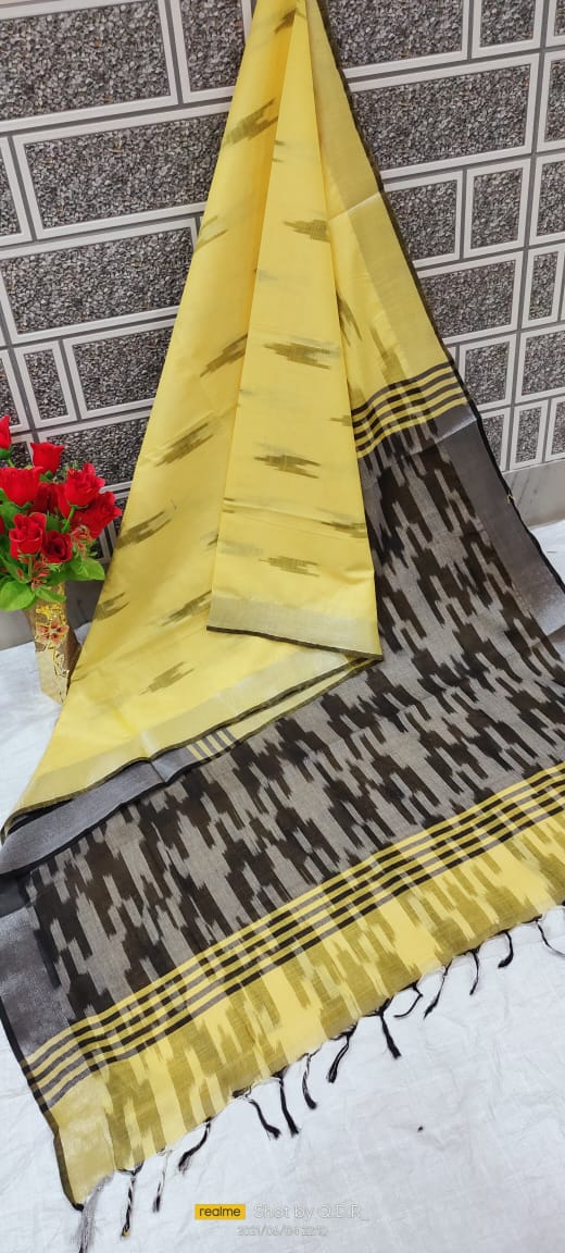 Ikkat khadi linen saree SILK ZONE