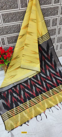 Ikkat khadi linen saree SILK ZONE