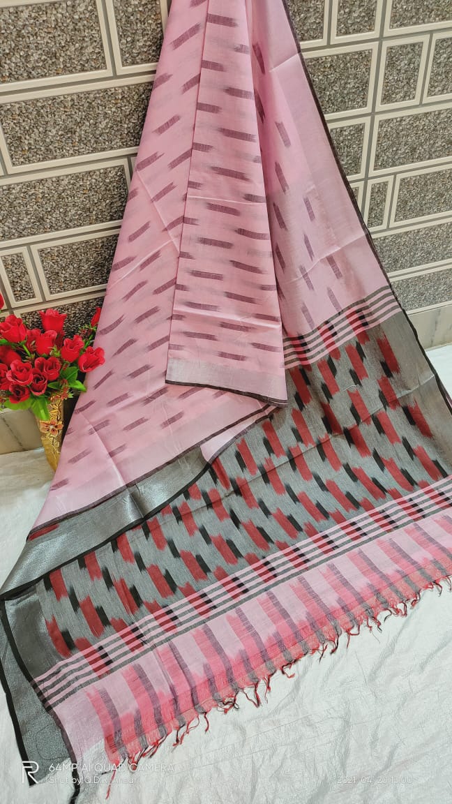 Ikkat khadi linen saree SILK ZONE