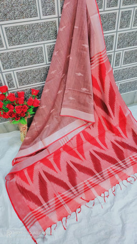 Ikkat khadi linen Saree SILK ZONE