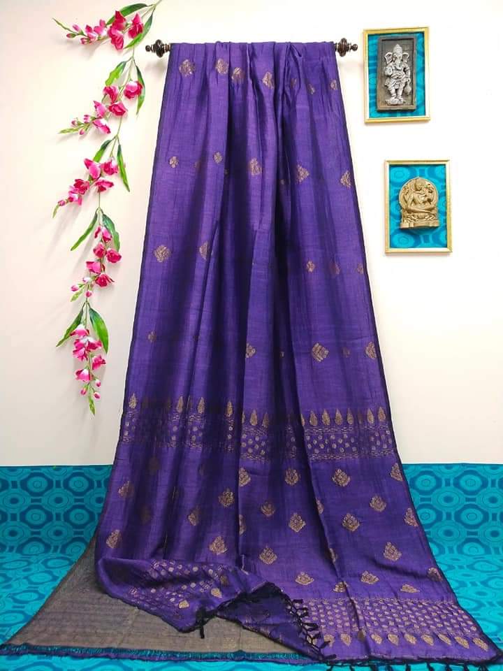 Linen embroidery saree SILK ZONE