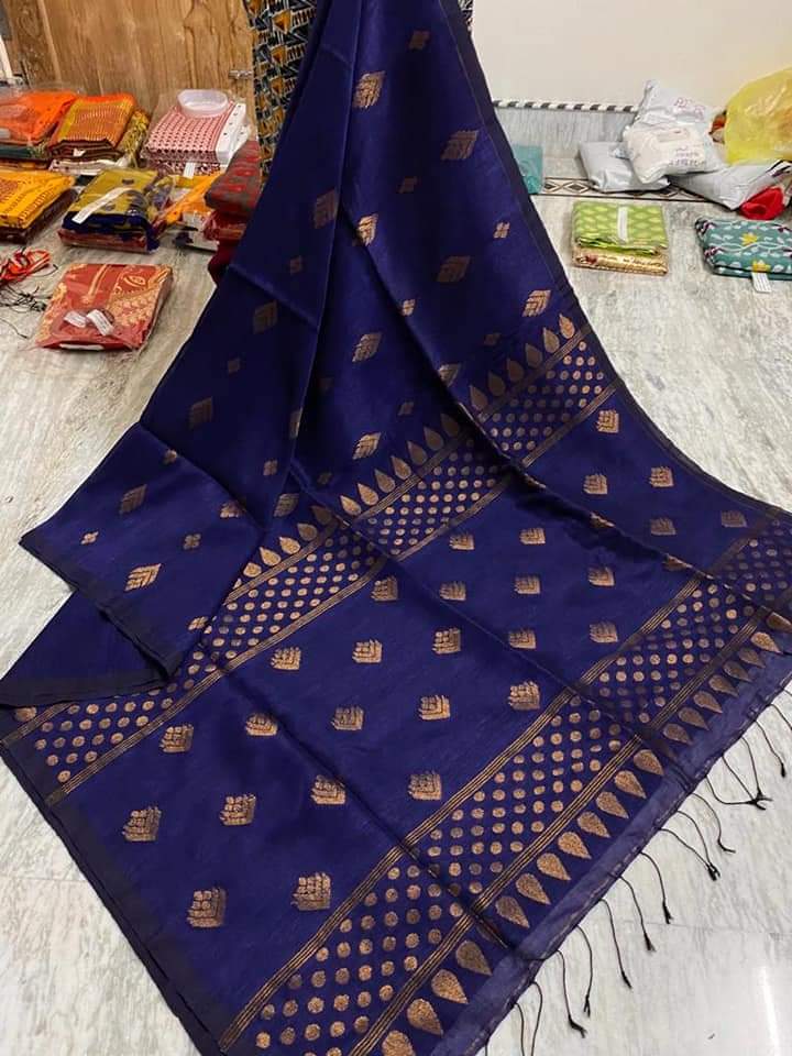 Linen embroidery saree SILK ZONE